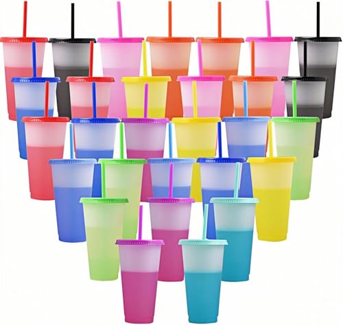 La mejor comparación de Vaso con tapa y popote para comprar hoy. 47 30 Vasos de Plastico con Tapa y Popote 710ml (24oz), Vasos Mágicos que Cambian de Color con Agua Fría, Reutilizables y Sin BPA, Perfectos para Fiestas, Bolos, Aguinaldos y...
