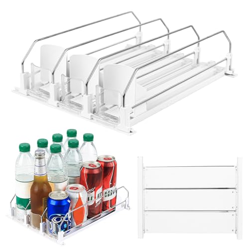 Automatisch Kühlschrank Dosen Organizer Kühlschrank Organizer Dosenregal 3 Reihen Getränkehalter Kühlschranks Selbstschiebender Getränkespender Kühlschranks für 12 Dosen Getränke Bier Soda
