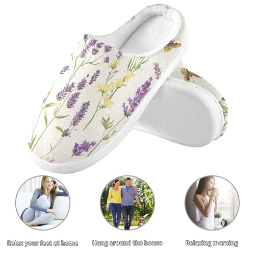 JUNZAN Safari Lavender Neutral Womens Cotton Slippers Wide Memory Foam Ladies Slippers for Outdoor Birthday Presents 6-73