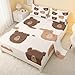 CVHouse Kawaii Bed Sheets Sets Twin Size,Cartoon Cute Bear Bedding Sets for Girls Kids Teens,Cute Bear Fitted Sheet Sets,1 Flat Sheet & 1 Fitted Sheet with 2 Pillow Cases - 4 Pieces