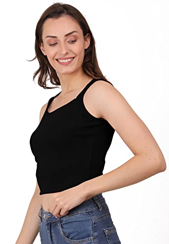 Image of A1597 Women's Casual Stretchy Square Neck Sleeveless Crop Tops for Women