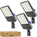 HYPERLITE 300W LED Parking Lot Lights - 45000LM 5000K LED Shoebox Light with Photocell - 3Pack LED Pole Light with Slip Fitter Mount for Parking Lot Driveways Roadways Garage Square, AC 100-277V