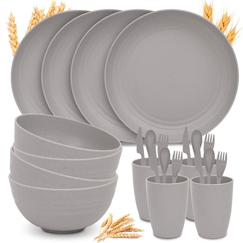 Wheat Straw Dinnerware Sets for 4 - GreenChoice...