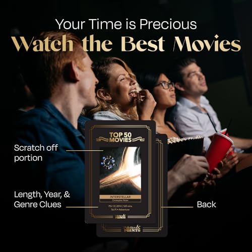 Premium Movie Night Scratch Off Cards – Gifts for Movie Lovers – End Movie Night Indecision With Movies From Top Databases – Stunning Illustrations - Husband Boyfriend Gift - Couples Gift Ideas - Image 6