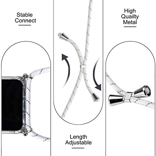 Szintu Crossbody Lanyard Phone Case For Iphone 12 Pro Max 6.7",Cute Clear With Design Transparent Hard Pc Back+Flexible Tpu Frame Shockproof Protective Cover With Adjustable Nylon Neck Strap(Clear) #TOP5