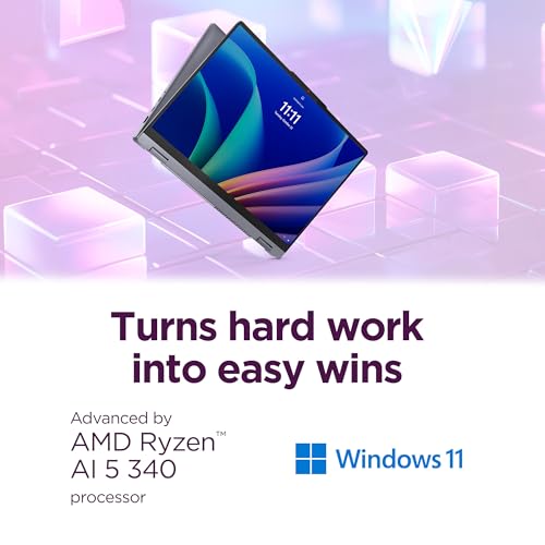 Image of Lenovo IdeaPad 5 2-in-1 Laptop - Copilot+ PC - AMD Ryzen AI 5 340 CPU - 16 inch WUXGA IPS Touchscreen Display - 16GB RAM - 1TB Storage - AMD Radeon 840M GPU - Luna Grey