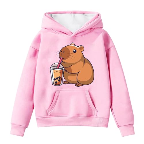 Cute Capybara Graphic Hoodies for Girls Oversized Dropped Shoulder Long Sleeve Fleece Fall Winter Hooded Sweatshirt3