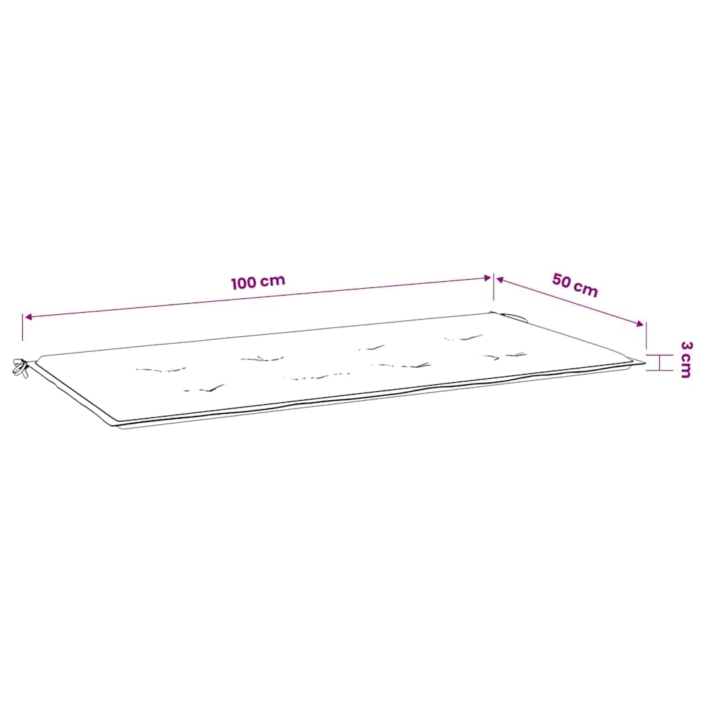 Cuscino Panca 100x50x3 cm Tortora Oxford | Idrorepellente, Fibra di Schiuma, Antiscivolo con Corde, Uso Interno ed Esterno