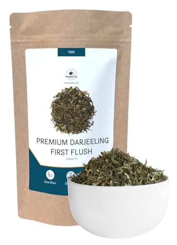 Darjeeling FTGFOP1 First Flush Schwarzer Tee DJ1 Flugtee - Ernte 2025 Premium Qualität | Blumig langanhaltend und leicht 100g | WonderTea Premium Darjeeling First Flush Black Tea (DJ1/2025)