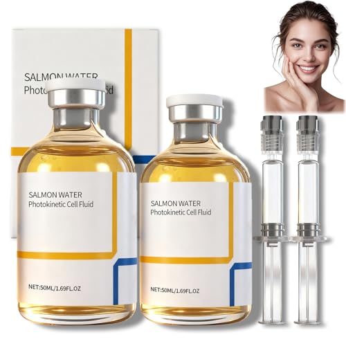 2PCS Salmon DNA Ampoule Salmon DNA Serum Microneedling with Collagen & Peptide Microneedling Serum for Face Korean Glass Skin Serums for Lifting & Hydrating Reduces Dark Spots - 50ML/1.69FL.OZ