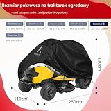 Wodoodporny pokrowiec na kosiarkę konną, wiatroszczelny pokrowiec na traktor ogrodowy z liną, 420D Oxford odporny na kurz, wytrzymały (250 x 110 x 110 cm, czarny)