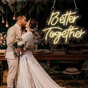 Better Together Neon Signs for Wall Decor,UOPUDSIR Custom Neon Signs Reusable Better Together Led Sign for Wedding Decoration Engagement Party Light Up Sign Gifts for Anniversary W-1