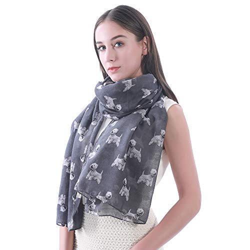 Lina & Lily West Highland White Terrier Dog Print Women's Scarf Shawl Wrap Lightweight2