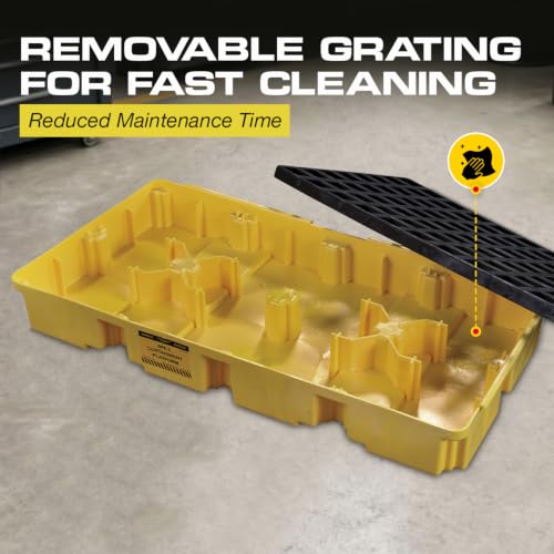 Image of Eagle 2 Drum Spill Containment Pallet, Forklift Pocket, Made in USA, Yellow