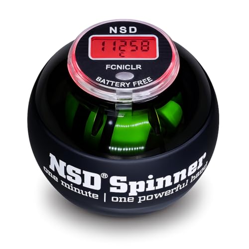 NSD Power AutoStart Spinner Gyro Wrist Forearm Grip Strengthener with Auto Start Feature and Battery-Free LCD Counter, 5.2 x 4.6 x 2.9