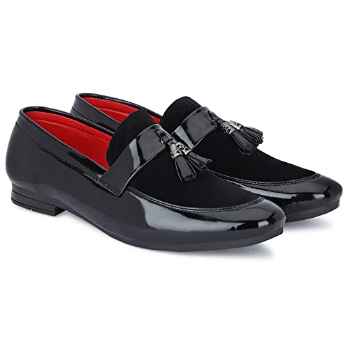 Image of LE GREEM Men's Patent Leather Slip on Casual Loafers
