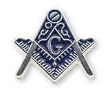 Maçonnique LP160 Broche carrée et boussole en émail bleu et argent avec inscription G, Métal