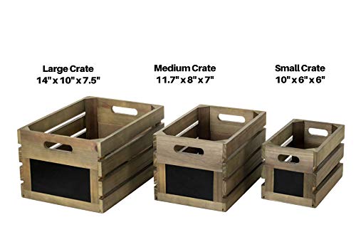Strova Nesting Wood Crates With Chalkboard Display, Set Of 3, Rustic Farmhouse Home Organization And Decor, Store Vinyl Lp Records, Books, Supplies, And More #TOP3