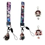 2Pack Demon Anime Lanyard Wristband Strap for Key ID Card Cellphone Straps Badge Short Rope Anime Keychains Men Women Gift (Demon)