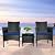 JRBIAOGE Patio Conversation Furniture 3-Piece Set PE Rattan Wicker Chair with Table Suitable for Patio, Poolside, Lawn and Other Outdoor Occasions (Black+Dark Blue)