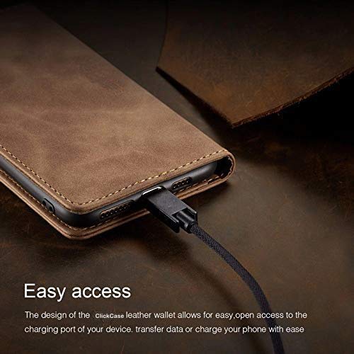 Image of ClickCase for Realme Narzo 20 pro Sheepskin Series Faux Soft Leather Wallet Flip Case Kick Stand with Magnetic Closure Lightweight Slim Flip Cover for Realme Narzo 20 pro (Beige Brown)