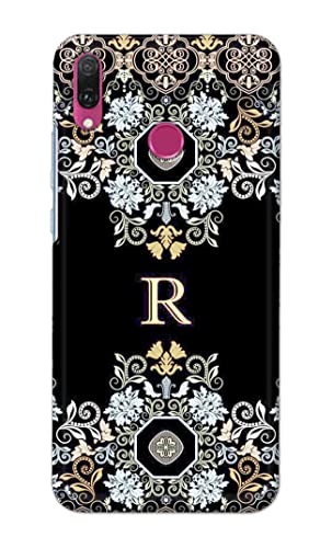 Image of PRINTFIDAA Name II Initial II Letter Floral Pattern Alphabet R Printed Designer Hard Back Case Cover for Huawei Y6 (2019) / Huawei Y6 Prime (2019) -(TI) MVN1007