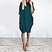 iLUGU Neutral Knee-Length Dress For Women Boatneck Solid Color Pocket Tops
