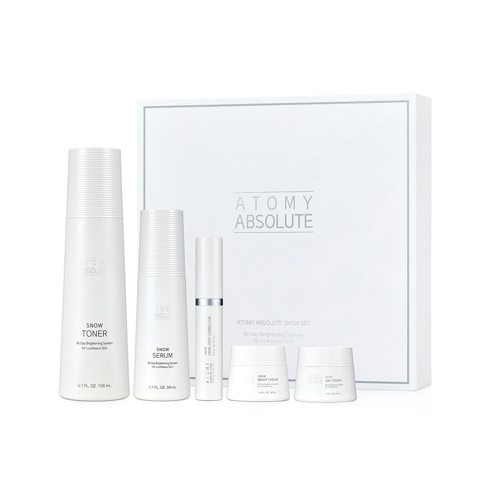 Atomy Absolute Snow 1 Set including 5pc Skin Care - Toner, Serum, Dark Spot Correction, Day Cream, Night Cream | Strengthen Skin