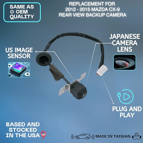 Image of Backup Camera Replaces for 2012-2015 Mazda CX-9 OE Part # TK21-67-RC0C, TK21-67-RC0, TK21-67-RC0A, TK21-67-RC0B