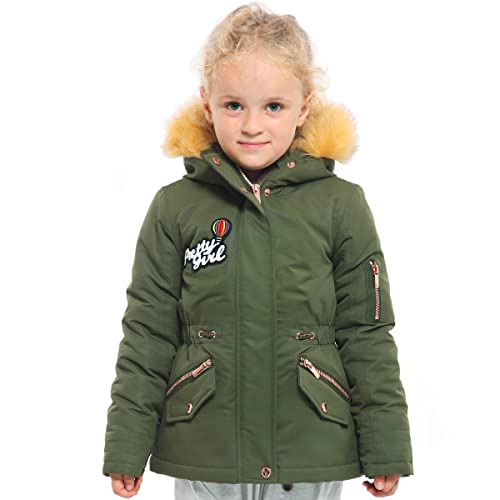 Rokka&Rolla Girls' Water-Resistant Winter Coat Warm Sherpa Fleece Lined Parka Jacket with Hooded Fur