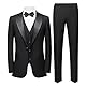 YOUTHUP Anzug Herren Regular Fit 3 Teilig Anzüge Peak Lapel Morden Herrenanzug Business Hochzeit Smoking Sakko Hose Weste, Schwarz, 3XL