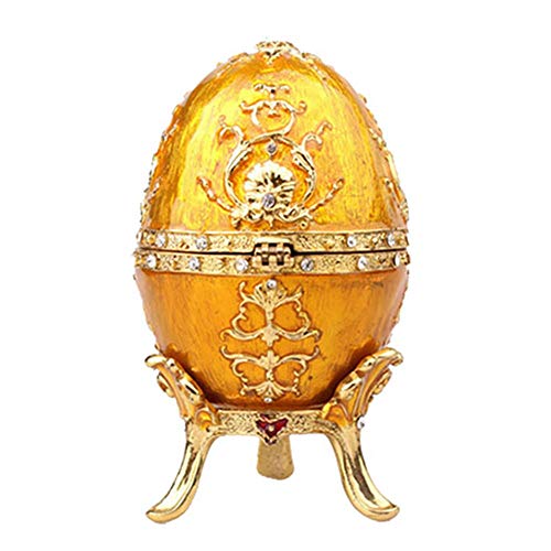 Boîte à bijoux œuf de Pâques vintage en métal gravé pour bague