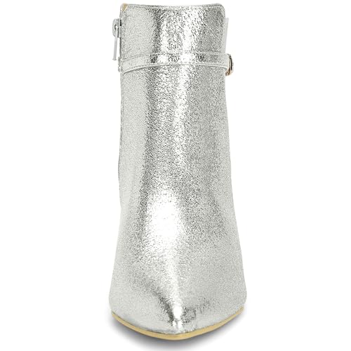 Allegra K Women's Pointed Toe Chelsea Kitten Heels Ankle Boots2