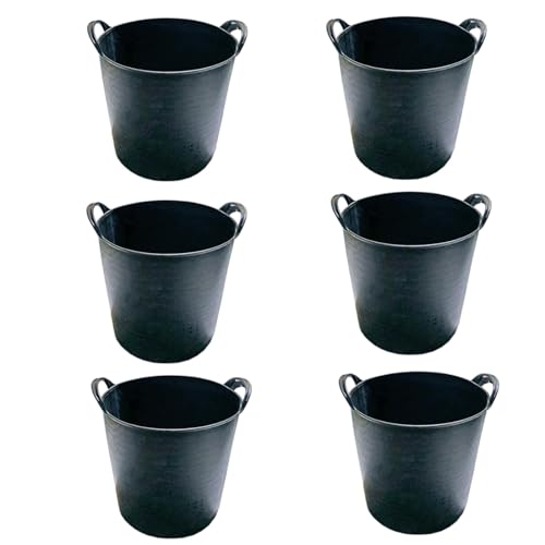Acan Pack de 6 capazos de plástico Negro 26 L