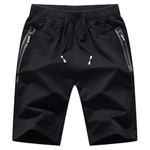 Tansozer Mens Gym Shorts Summer Casual Sports Shorts Elasticated Waist with Zip Pockets