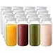 Suwimut - 16 botellas de agua de cristal, reutilizables, 16 onzas de vidrio transparente con tapas de plástico para jugos, batidos, té, botellas de leche, Kombucha, bebidas caseras