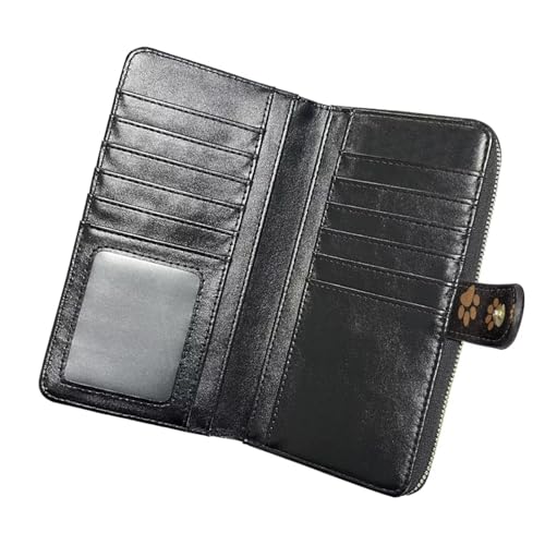 doginthehole Dog Paw Print Wallets Slim Thin Leather Purse Credit Card Holder for Women Zip Around Wallet Clutch Large Capacity Organizer for Phone Key Cash Checkbook3