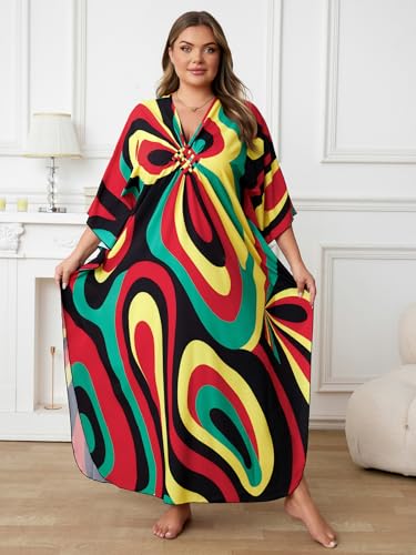 Image of Kaftan Dress for Women - Plus Size Caftan Maxi Beach Dress Moo Moos Loungewear, Swimsuit Cover Up for Beach, Pool or Vacation