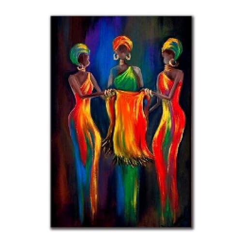 Peinture sur toile femme africaine LSYALUCK 30x45 cm avec cadre