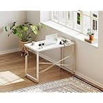 Casaottima 32 Inch Small Computer Desk for Home Office, Study Writing Table for Small Spaces, Simple Modern Desk with Headphone Hooks, Pure White - Image 4