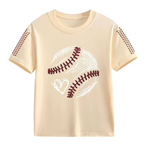 Toddler Baby Cotton Graphic T Shirts Summer Baseball Print Pullover Tees Teen Boys Girls Loose Fit Short Sleeve Tops