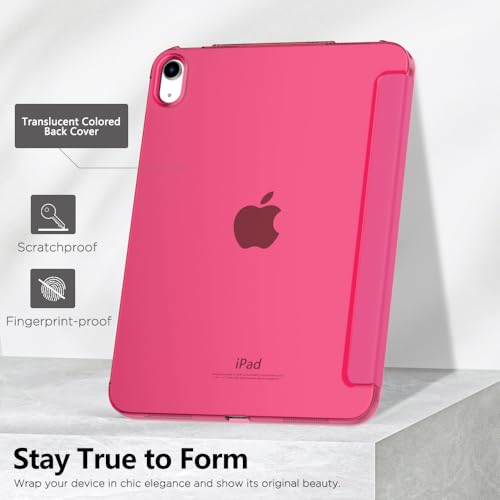 Image of MoKo for iPad (A16) 11th Generation Case 11 Inch 2025, iPad 10th Generation Case 10.9 Inch 2022, Slim Stand Hard PC Translucent Back Shell Smart Cover, Support Touch ID, Auto Wake /Sleep, Persian Pink