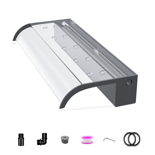 LONGRUNNEW Waterfall Spillway, Clear Acrylic Pool Fountain w/Top Open Lip & Pipe Connector Kits for Outdoor/Indoor Decorative, 23.6'' Pool Water Feature for Garden Patio, Backyard Koi Pond Decor