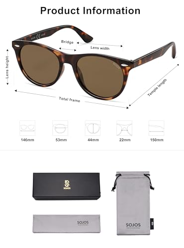 Image of SOJOS Classic Polarized Sunglasses for Women Men Small UV400 SJ2076 | Lightweight Design Frame for All-day Comfort