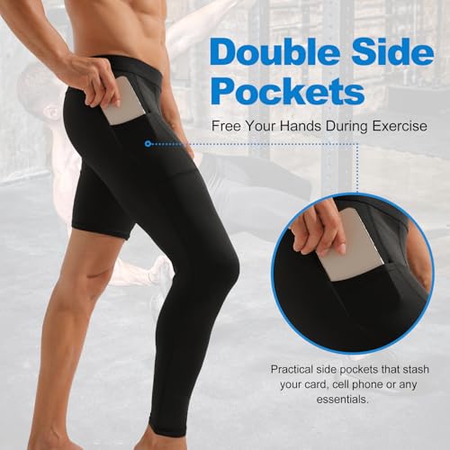 2 Pack Compression Pants Men Basketball One Leg Running Tights Single Leg Workout Legging Athletic Base Layer Gear4