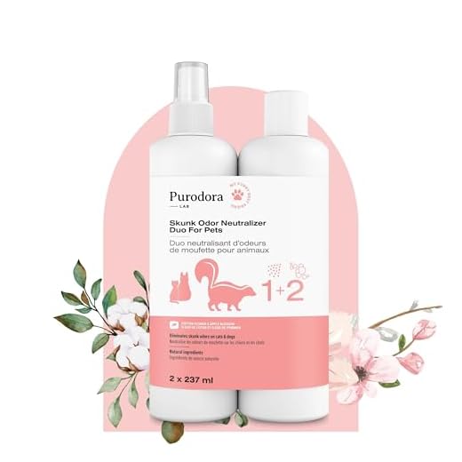 Purodora Lab Dog Shampoo + Odor Spray Combo for Skunk & Strong Smells (Step 1 & Step 2) | All-Natural, Organic Skunk Odor Neutralizer for Grooming (2 x 250ml, 17oz – Apple & Cotton Scent)