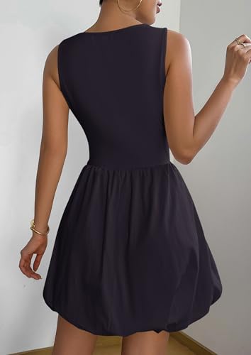 Image of PRETTYGARDEN Summer Dresses for Women 2026 Casual Mini Short Cocktail Dress Sleeveless Tank Crew Neck Bubble Sundress Pockets