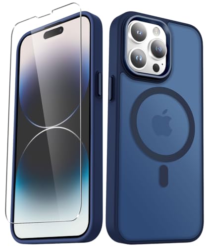 Image of YENAPOON for iPhone 14 Pro Case, Matte Magnetic Phone Case, Navy Blue