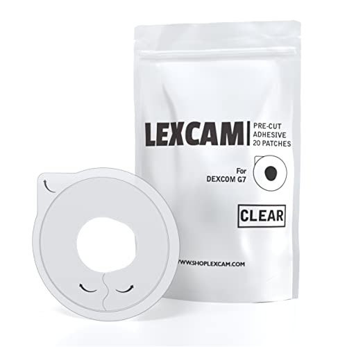 Lexcam Adhesive Patches Pre-Cut for Dexcom G7 and Stelo – Pack of 20 – Waterproof, Transparent...