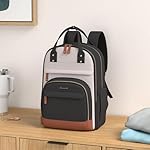 LOVEVOOK Backpack for Women, Fits 15.6 Inch Laptop Bag, School Backpacks, Fashion Travel Work Anti-theft Bag, Business Computer Waterproof College Backpack Purse, Beige-Black-Brown - Image 2